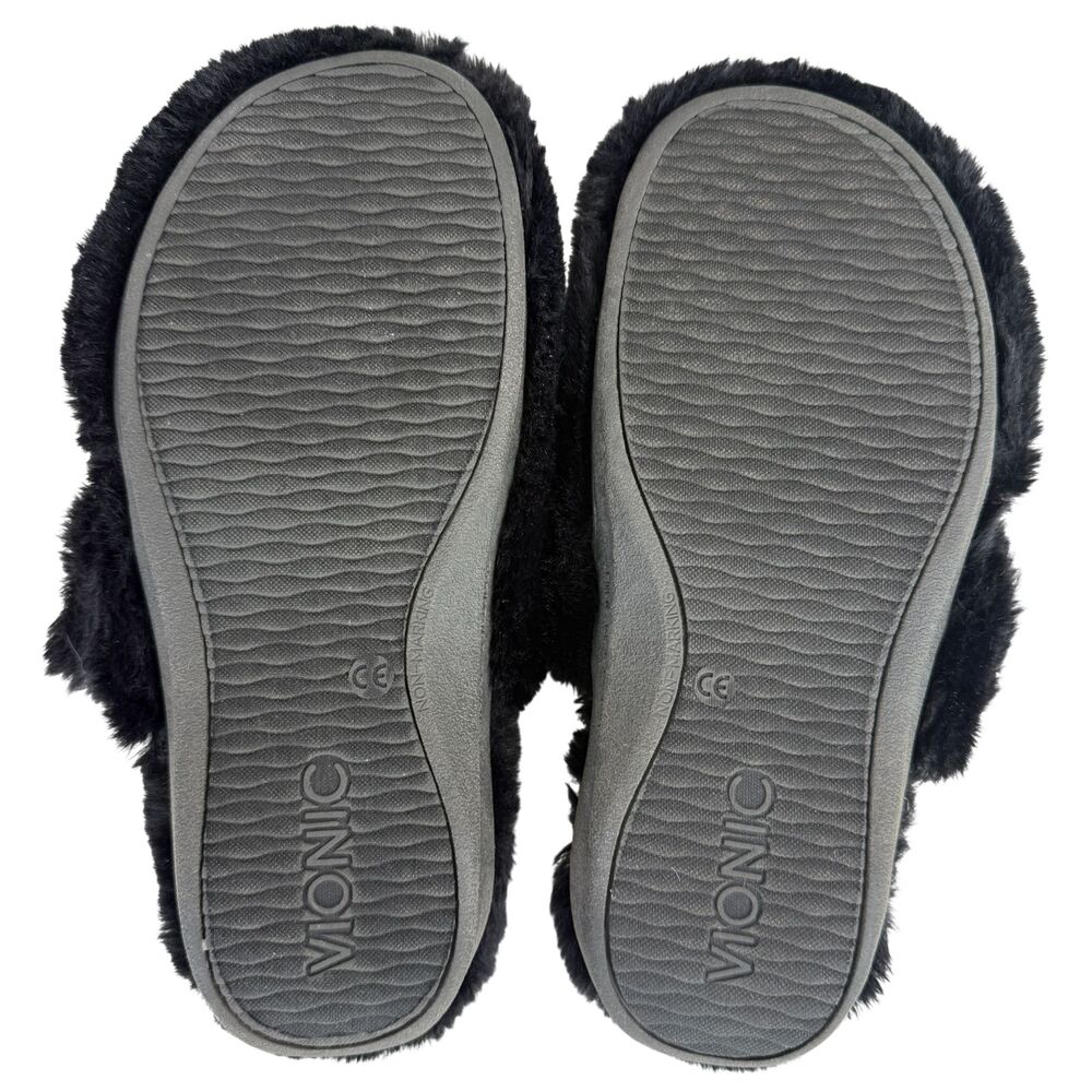 Vionic Gemma Plush Black Women's Orthotic Slippers Adjustable Closure Size 7 - Picture 8 of 13